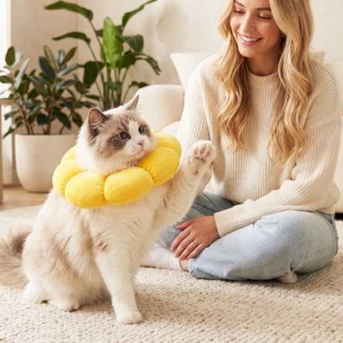 Soft Dog Cone Alternative Elizabethan Collar Anti-Bite Lick Cat Cone | Comfortable, Adjustable Size, Doesn't Obstruct View, Easy to Clean, for Dogs Cats Recovery
