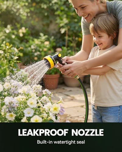 RAINPOINT Garden Hose Nozzle - 100% Heavy Duty Metal Thumb Control Spray Nozzles for Garden Hose High Pressure, 10 Pattern Water Hose Nozzle for Car Wash, Watering Lawn, Pets, Bright Yellow - color: Bright Yellow