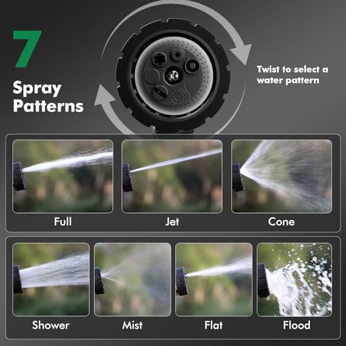RESTMO Heavy Duty Hose Nozzle, Metal Garden Water Hose Sprayer | 7 Watering Patterns, Thumb Control, On Off Valve, Leak Proof Nozzle Sprayer for Watering Plants, Car & Pet Washing, Bronze - color: Bronze