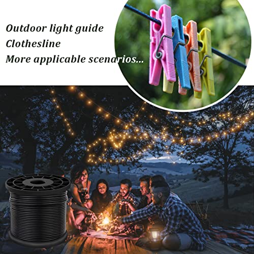 Vinyl Coated Wire Rope 304 Stainless Steel Coated Wire Cable-Black, 1/16" OD to 3/32" x 200FT, with 60 Pcs Crimping Sleeves-Cable for String Lights, Suitable for Clotheslines - size: 200FT