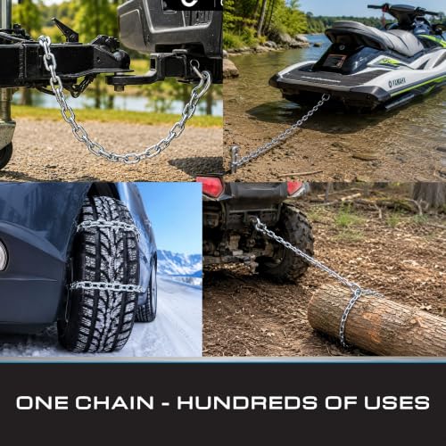 Tie Down Engineering Utility Chain, 50 FT Grade 30 Zinc-Plated Steel Chain, 800 lb Working Load Limit, General Purpose Chain for Gates, Trailers, Barriers, Farm & Property Maintenance | Zinc Plated Steel Strong Working Load & Long Lasting - size: 3/16 Inc