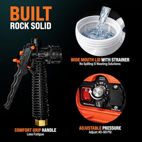 PetraTools HD4000 Battery Powered Backpack Sprayer, 8 Hr Runtime, 9 Nozzles | Electric Sprayer for Lawn & Garden w/ Battery Meter, Adjustable 90 PSI & Padded Straps - For Weed/Pest Control, Fertilizing - style: HD4000 Pro Series