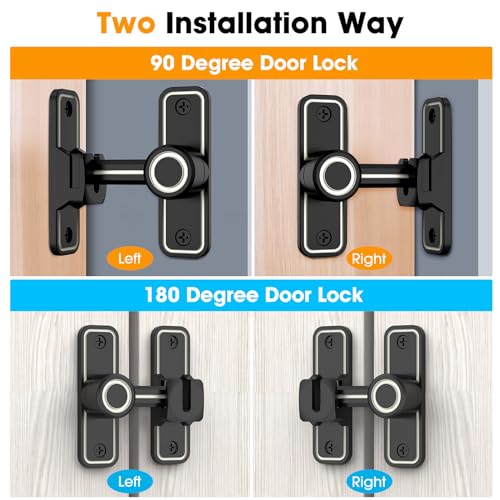 Sliding Barn Door Lock, 90 Degree Locks, 2 Pack-Luminous Black | Flip Gate Latches for Garden, Bathroom, Outdoor, Garage, Window, Barn Doors - color: 2 Pack-Luminous Black