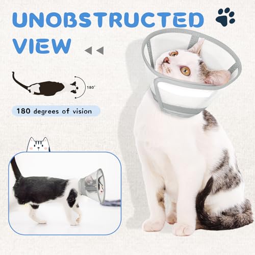 Supet Cat Cone Collar Soft, Air Mesh Recovery Collar to Stop Licking, Breathable Neck Cone Alternative, Lightweight Cat Head Cone Anti Scratch (White,S) - color: White, size: S
