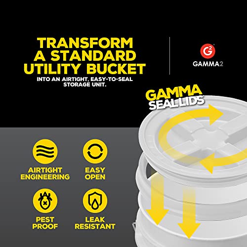 Gamma2 Gamma Seal Lid for Utility Buckets - Fits 3.5, 5, 6 & 7 gallon buckets, White, Made in USA - color: White, size: Fits 3.5, 5, 6, & 7 Gallon Buckets
