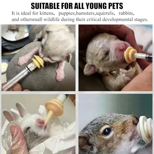 Pet Nursing Kit Silicone Pet Feeding Bottles Set with Nursing Nipples and Formula Dispenser and Feeding Dispenser Puppy Kitten Bottle Feeding Kit for Newborn Small Animals
