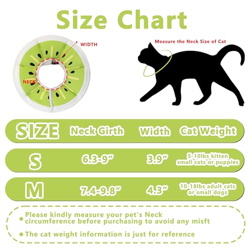 Soft Adjustable Cat Cone Collar, Comfortable Cat Recovery Collar | Suitable for Various Types of Cats,Elizabethan Neck Protective Collar for Cats After Surgery (Kiwifruit, Medium) - color: Kiwifruit, size: Medium