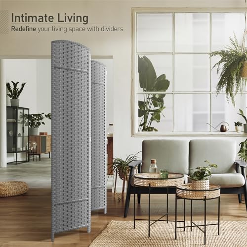 Sorbus Foldable Room Divider, Mesh Privacy Screen (4 Panel, Light Gray) | Folding screens, dividers for rooms, double-hinged panels; freestanding partition for bedrooms, offices and shared areas - color: Light Gray, size: 4 Panel