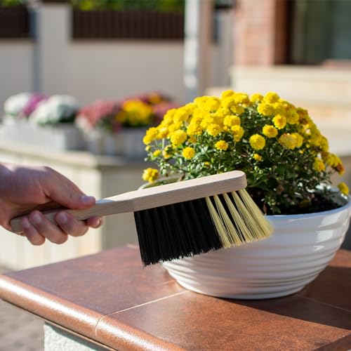 11.2" Hand Broom Medium-Soft Bristles Bench Brush, Sweeping Brush with Wooden Handle, Lightweight Dusting Brush, Handheld Small Broom, Shop Brush - size: 11.2"