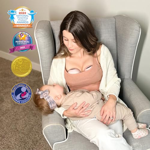 MomMed Wearable Breast Pump (Model S21) – Double Electric Hands-Free Breast Pump, Leak-Proof Design, 3 Modes (Stimulation, Expression, Auto) & 12 Vacuum Levels, Portable and Quiet - color: Pink