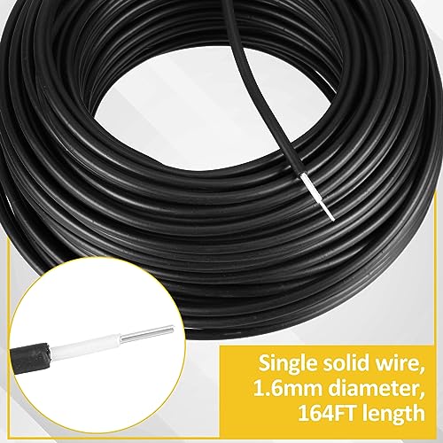 Kanayu Electric Fence Wire Double Insulated,Black,164 Ft, 14 Guage | Underground Fence Wire, Hard Core Cable, Spooled on Plastic Reel - size: 164 Ft, 14 Guage