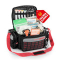RHINO RESCUE First Responder First Aid Kit Fully-Stocked EMT Bag(Black,20L) | Professional EMT/EMS Trauma Medical Kit, Molle System & Reflective Stripe, 300+ First Aid Supplies, Suits for Business, Home - color: Black