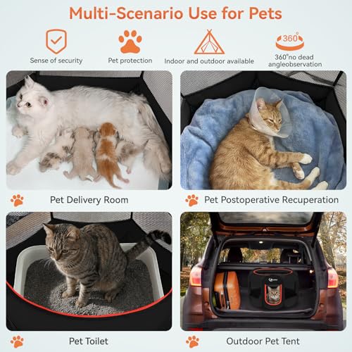 Siedihit Black Dog Cat Playpen, Puppy Pet Playpen Indoor for Small Dog | Crate Tent Cage Outdoor, Portable Pop Up Dogs Enclosure Kennel with Carrying Case for Dogs/Cats/Rabbits - color: Black