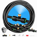 Misters for Outside Patio 63FT(19.2M)+21 Brass Mist Nozzles+a Brass Adapter(3/4") Detachable outdoor misting cooling system for Garden, waterpark, Greenhouse, Backyard, Fan, Umbrella, Deck, Canopy - size: 63 feet