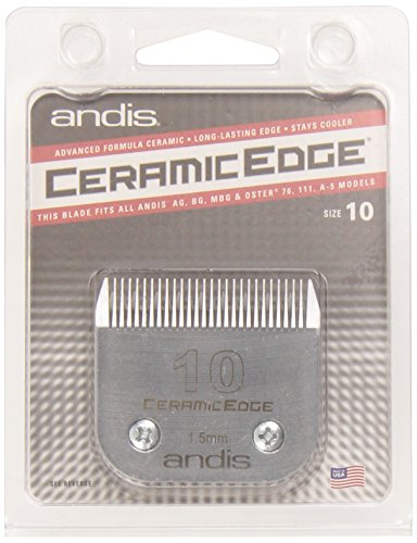Andis – 64315, Ceramic Edge Detachable Pet Clipper Blade – Carbon-Infused Steel with Sharp Cutting Tech, Runs Cooler & Stays Sharper, Resists Rust & Heat, Size-10 - Fits AG, AGC & BDC Series, Chrome - size: 10 Blade (Pack of 2)