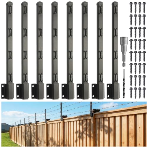 Fence Post Extender, 23.5" Fence Barbed Wire Extend Arm，for Outdoor Fences to Increase Height, Protect Privacy and Pets Jumping Off (8, 23.5in) - size: 23.5in