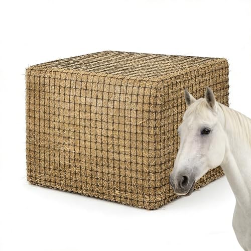 4x4 ft Slow Hay Net Feeder for Horses, Durable Soft Black PE Bale Hay Net (4 x 4 ft) - size: 4 x 4 ft
