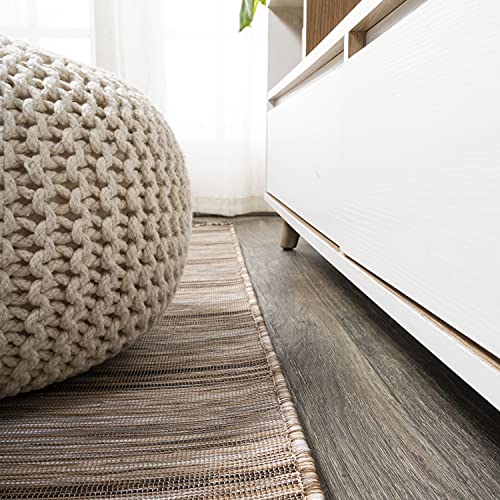JONATHAN Y Wide Stripe Indoor Outdoor Square Area Rug 6X6 Brown/Natural, Bo Modern Farmhouse for Backyard, Patio, Porch, Easy-Cleaning, High Traffic, Pet-Friendly, Non-Shedding (TSN101A-6SQ) - size: 6'7" x 6'7" (Square)