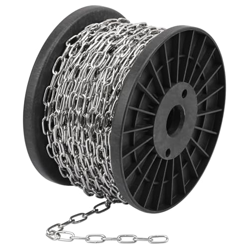 100 FT Stainless Steel Hanging Chain, 1/12" Metal Chain Roll, Jack Chain for Hanging Lightts, Plants, Signs & DIY Projects (with Spool) - size: 100 FT 1/12"