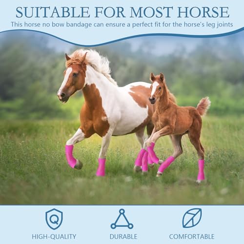 Set of 4 Horse No Bow Bandage 3D Contoured Standing Wrap Bandages Stable Nylon Horse Leg Wraps for Helping Prevent Horse from Tendon Damage and Keep Horses Clean and Safe(Purple) - color: Purple