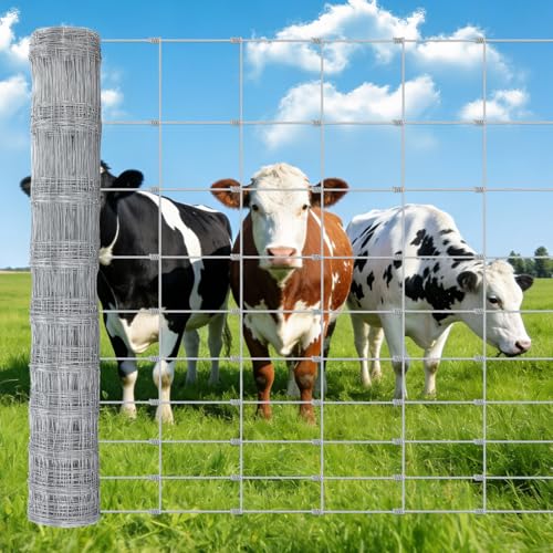 Garvee Cattle Fence 5 ft x 328 ft, Heavy Duty Galvanized Wire Fencing | Wire Fencing for Deer, Goat, Hog, Sheep, Heavy Zinc Coating Farm Wire Fence for Livestock & Yard Protection