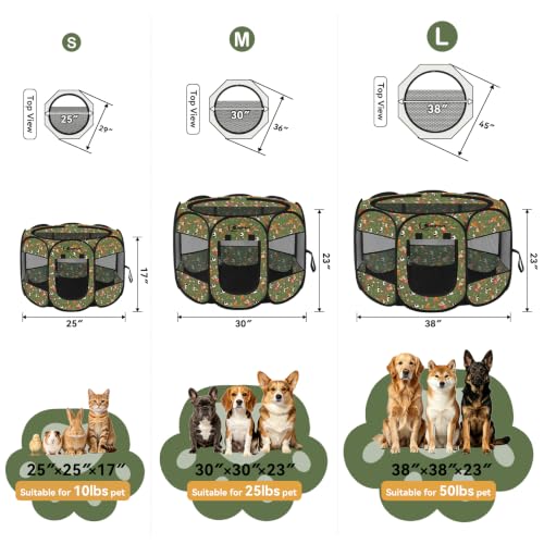 Siedihit Dog Cat Playpen, Puppy Pet Playpen Indoor for Small Dog | Crate Tent Cage Outdoor, Portable Pop Up Dogs Enclosure Kennel with Carrying Case for Dogs/Cats/Rabbits (Cottagecore, Small) - color: Cottagecore
