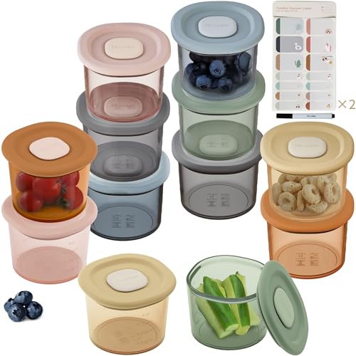 Moonkie Silicone Baby Food Containers | 4 oz Baby Food Storage Jars with Airtight Lids | Reusable Baby Food Jars, Freezer,Microwave and Dishwasher Safe, Perfect for Infant & Toddler - size: 12pack 4oz