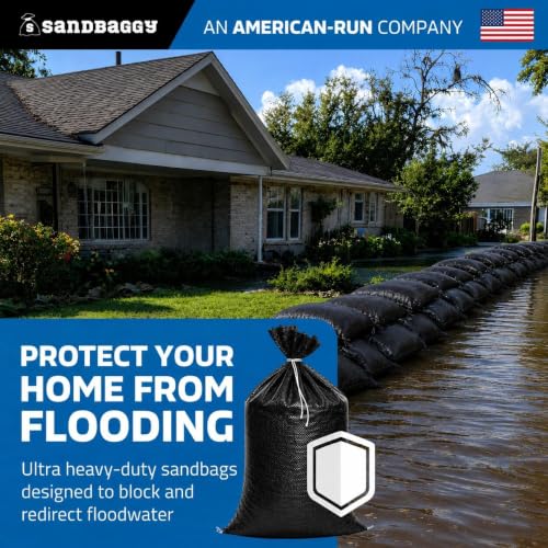 Sandbaggy Heavy Duty Black Sandbags – 14x26 in Empty Poly Bags w/ 4000 HR UV Protection – Ultra-Tough Sand Bags for Flooding, Construction & Barriers – Military Grade (5)