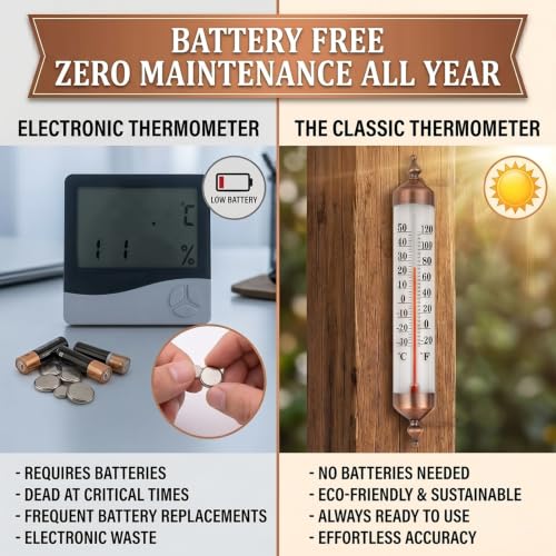 Outdoor Thermometer Waterproof, 10-Inch Decorative Outdoor Thermometer