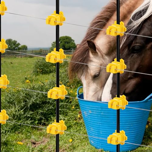 Cididu 50 Pack Electric Fence Insulators, Screw Tight Round Post Insulator, Electric Fence Wire Insulators for Round Pipe, Post Clips Insulators for Farm Animal Agricultural Fence