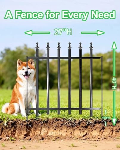 10-Panel Heavy-Duty Tall Metal Fence, 40in H x 27in L, Thickened Hollow Iron Tubes, Ultimate Security for Large Dogs, Pools & Privacy - size: 10 Pack - 40in(H) x 22.5Ft(L)