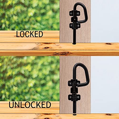 Loop Style Spring Locking Barrel Bolts Door Latch Hardware for Sheds, Gates, Barn Doors, Wooden Window, Chicken Coops Black - 1 Pair Includes 8 Screws - color: black