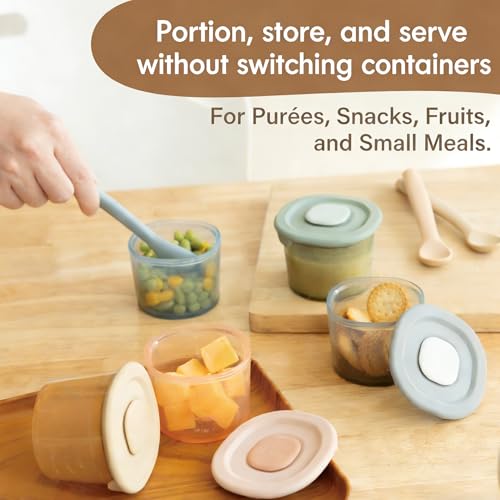 Moonkie Silicone Baby Food Containers | 4 oz Baby Food Storage Jars with Airtight Lids | Reusable Baby Food Jars, Freezer,Microwave and Dishwasher Safe, Perfect for Infant & Toddler - size: 4pack 4 Ounce (Without Labels & Pen)