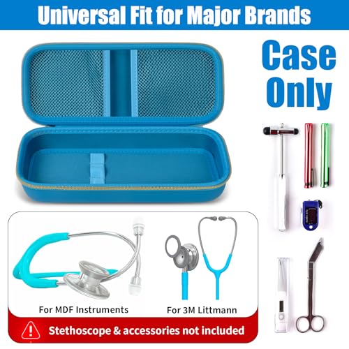 Stethoscope Case for 3M Littmann/for MDF,Nursing School Essential Organizer‌ | For Classic III Monitoring/Lightweight II S.E/Cardiology IV Diagnostic/Acoustica,Doctor/Student/Clinical Use, Case Only, Blue - color: Blue