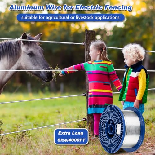 Gisafai 4000 ft 14 Gauge Aluminum Wire for Electric Fencing, Aluminum Alloy Wire for Electric Fencing, High Conductivity & Durability - size: 4000 ft 14 Gauge