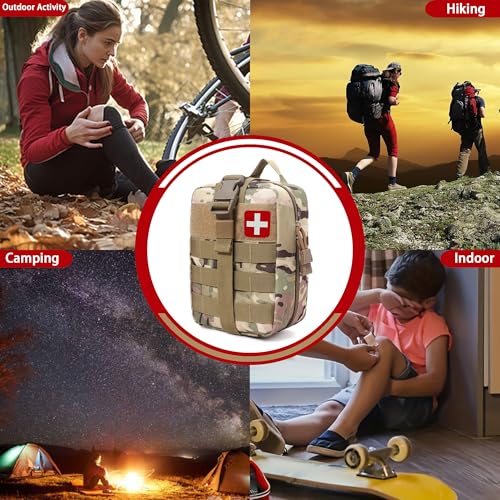 293Pcs/set - First Aid Kit Molle Pouches Emergency Survival Kit Suitable for Outdoor Activities, Home, School, Hiking, Car Travel and Camping - Quick Response First Aid Essentials (CP) - color: Cp