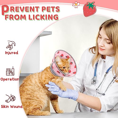 Cat Cone Collar Soft to Stop Licking, Adjustable, Foldable Lightweight Kitten Cones After Surgery Recovery for Cats & Kittens, Cat Cone Alternative, Easy Eating (Pink, S) - color: Pink, size: S
