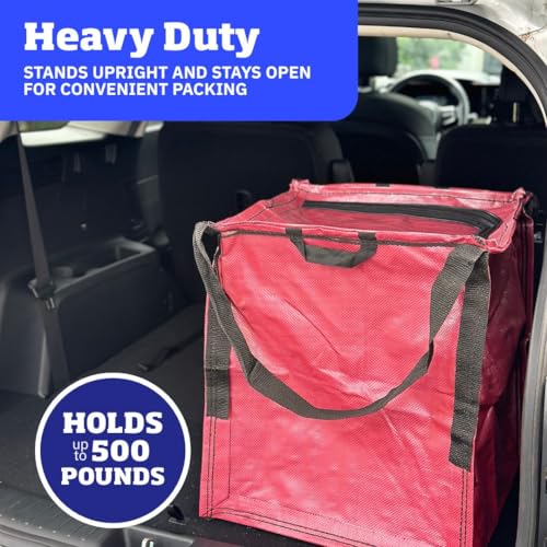DURASACK 22-Gallon Zipper Top Heavy Duty Storage Tote Bags, Single, Red | Rugged Woven Polypropylene Moving Bag, Reusable Self-Standing Design, Holds up to 500 Pounds - color: Red, size: Medium