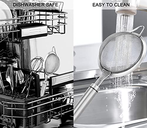 304 Stainless Steel Fine Mesh Strainers for Kitchen, Colander-Skimmer with Handle, Sieve Sifters for Food, Tea, Rice, Oil, Noodles, Fruits, Vegetable - size: 3.35 in Small