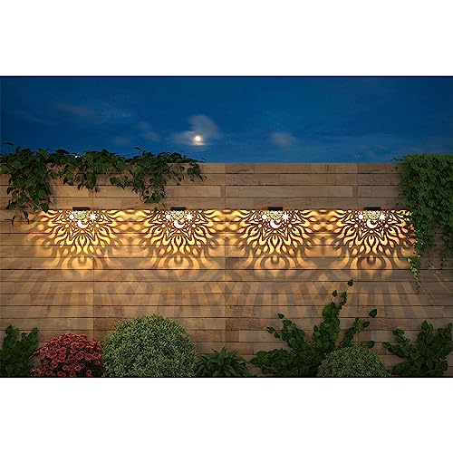 Gardsee Solar Fence Lights 6 Pack Solar Deck Lights Waterproof LED Solar Powered Step Light Wall Lights Outdoor Decorations Warm Yellow Light Decorative Lighting for Garden (Black) - style: black