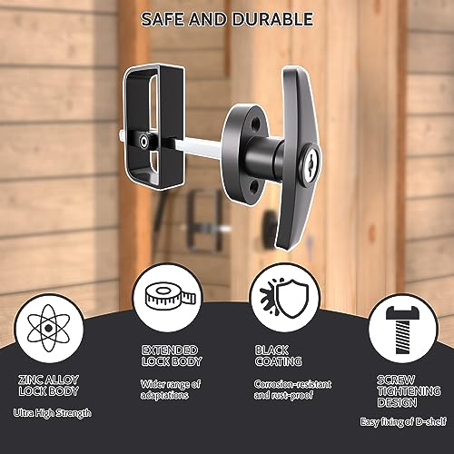 Shed Lock, 5-1/2" Steam with 2 Keys, Shed Door Latch, Door Lock Latch, Shed Door Hardware- Black