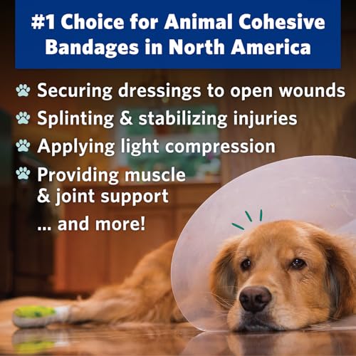 OVIK Health PetFlex No Chew – Flexible Self-Adhering Elastic Bandage for Wound Care – First Aid Wrap for Small Animals Like Dogs, Cats, and Other Pets - 3 inch, 2 Rolls - color: No Chew, size: 3 Inch 2 Count
