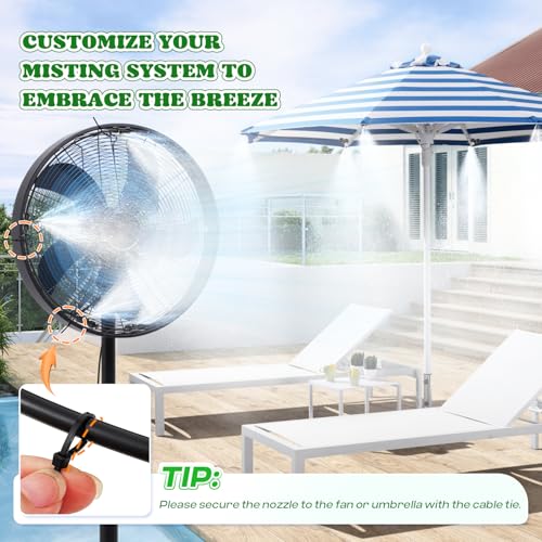 Moongiantgo Outdoor Misting Cooling System with Pump, 116PSI High Pressure | Mister with 65.5FT(20M) Water pipe+24 Misting Nozzles 0.02’’+3/4’’ Faucet Adapter, System for Outside Patio Garden Beaches
