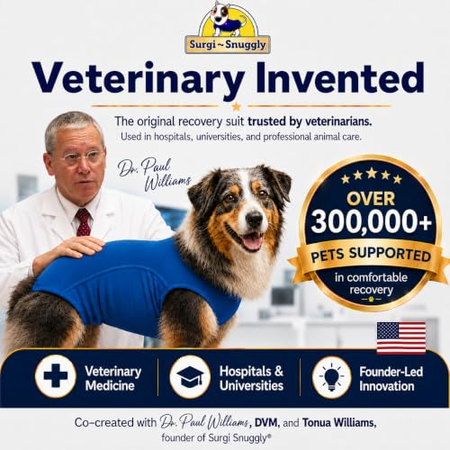 Surgi Snuggly Dog Surgery Recovery Suit, Cone Alternative, Spay/Neuter 2XLS | Dog Recovery Suit for Dogs — Veterinarian-Invented Surgical Suit & Recovery Onesie with Easy Bathroom Access After Surgery - color: Little Boy Blue, size: 2 Extra Large Small(L-