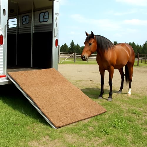 Tinideya Horse Trailer Mat 4x6 ft, Natural Coconut Coir, Heavy Duty Woven Design for Horse & Livestock Trailers, Durable Flooring Padding, Easy to Clean, Indoor & Outdoor Use