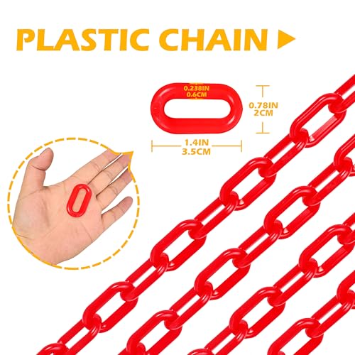 360 Feet Plastic Barrier Chain red,1.5-Inch Link Diameter Safety Barrier Chain，Large Plastic Chain，6MM Plastic Barrier Chain，Plastic Chain Links - color: red, size: 1-1/2 in-360feet