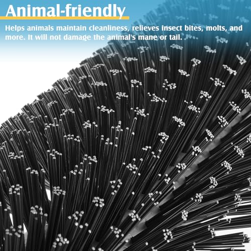 3 Pack Livestock Scratching Brush, Black | Animal Scratcher, Itch Relief Grooming, Horse Goat Cow Scratcher, Fence Post Mounting, Durable Bristles, Farm Livestock Care - color: Black