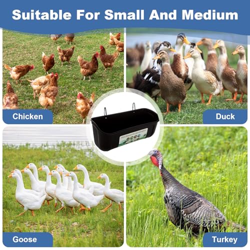 6 Pack Goat Feeders Hanging 3.5 Quart Chicken Feeder Waterer Trough, Goat Mineral Feeder Fence Feeder for Livestock Poultry, Duck, Black