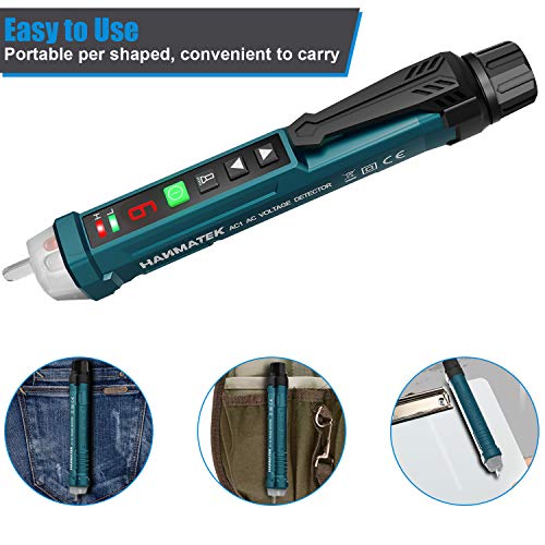 Non-Contact Voltage Tester with 9 Gear Adjustable Sensitivity Voltage Detector AC Circuit Tester Tool LCD Display LED Flashlight Buzzer Alarm Range12V-1000V & Live/Null Wire Judgment AC1