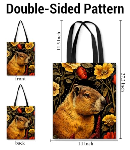 Vintage Botanical Animal Canvas Tote Bag for Women, Aesthetic Floral Animal Reusable Shoulder Bag for Shopping - color: 21